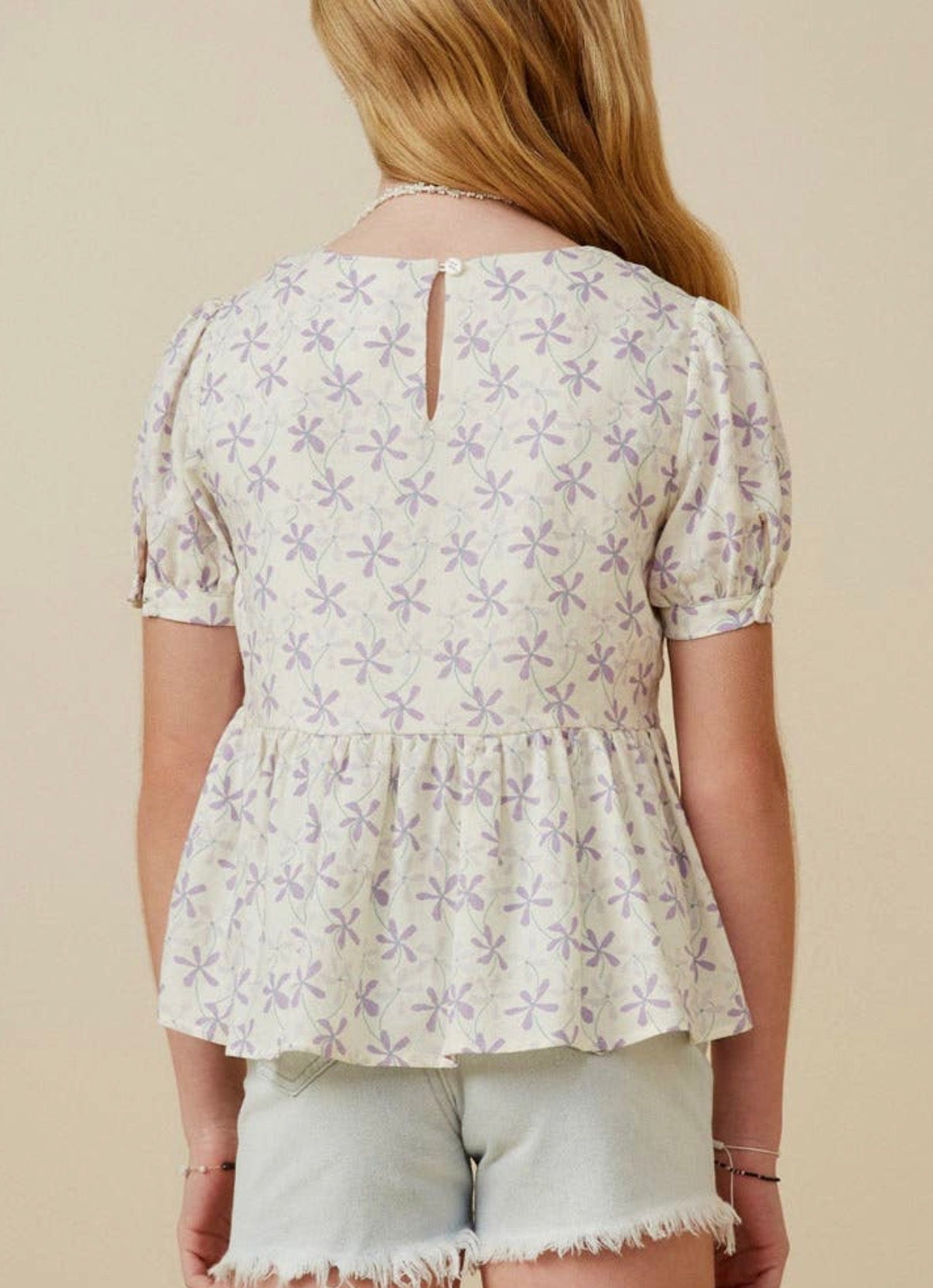 Floral Print Puff Sleeve Top