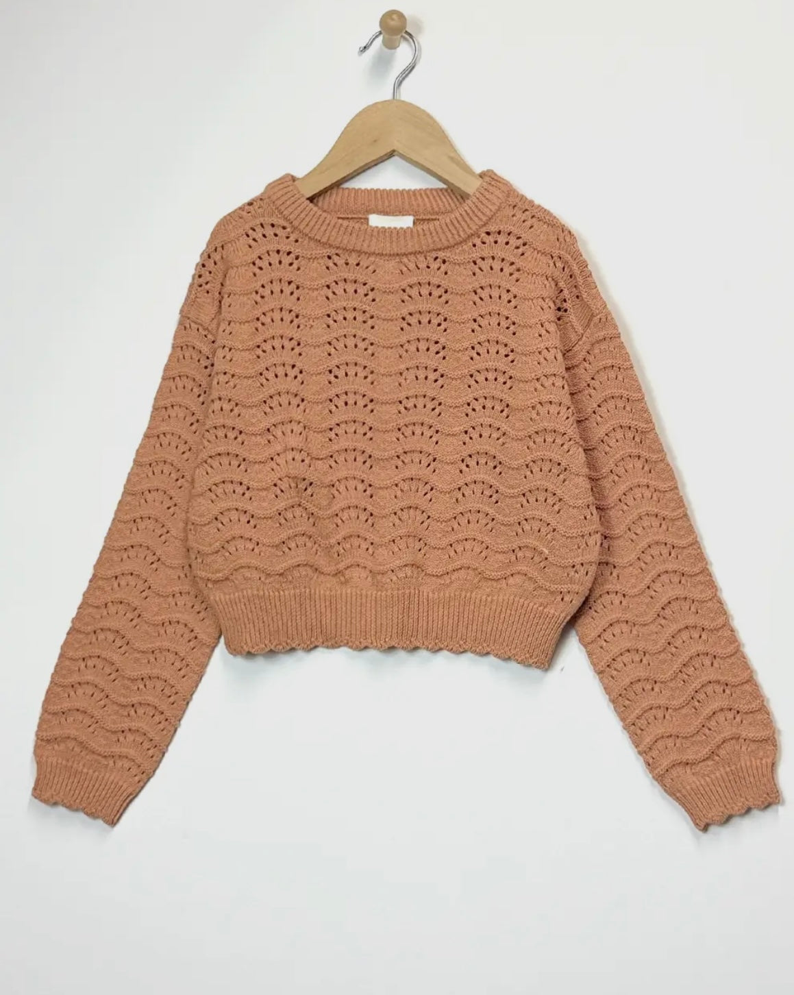 Crew Neck Pointelle Sweater