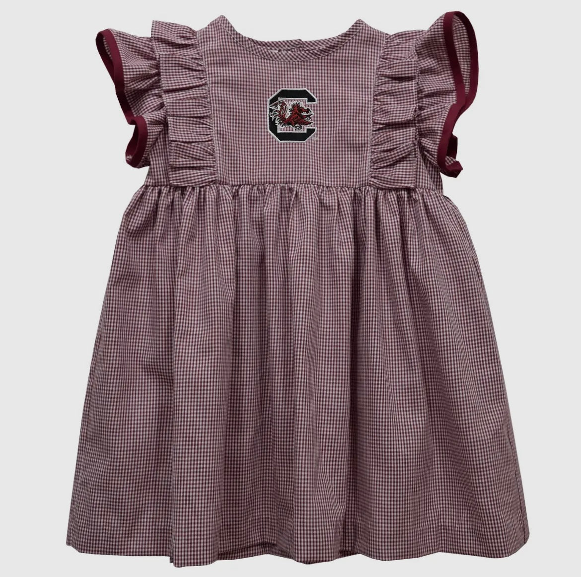 Embroidered Gingham Gamecock Dress