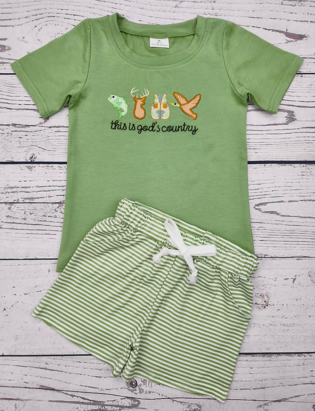 Green Outdoors Shorts Set