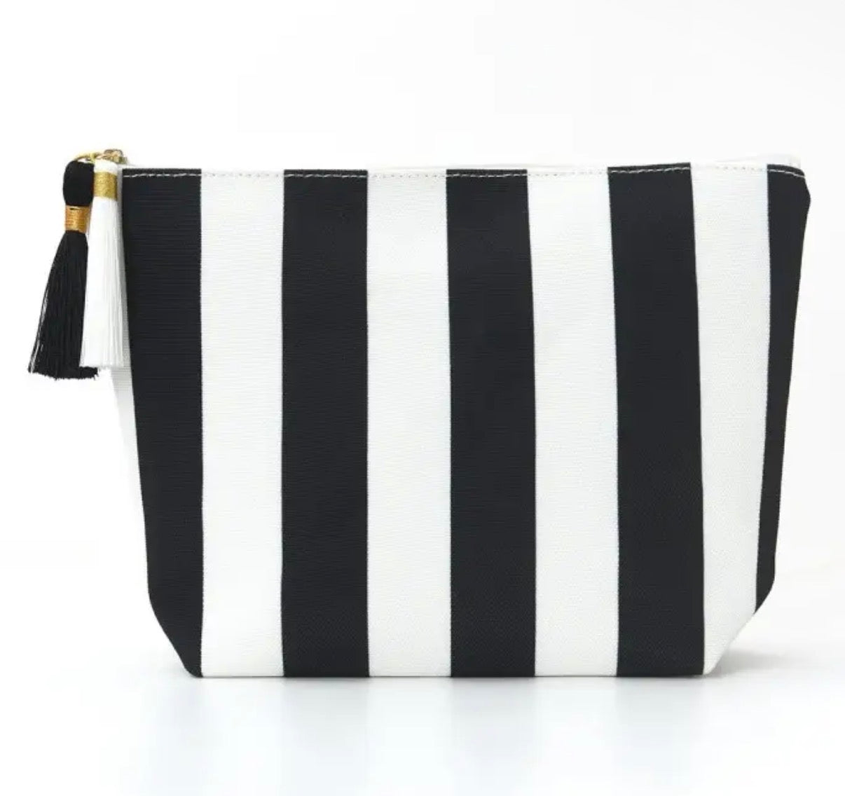 Black and White Striped Tassel Bag