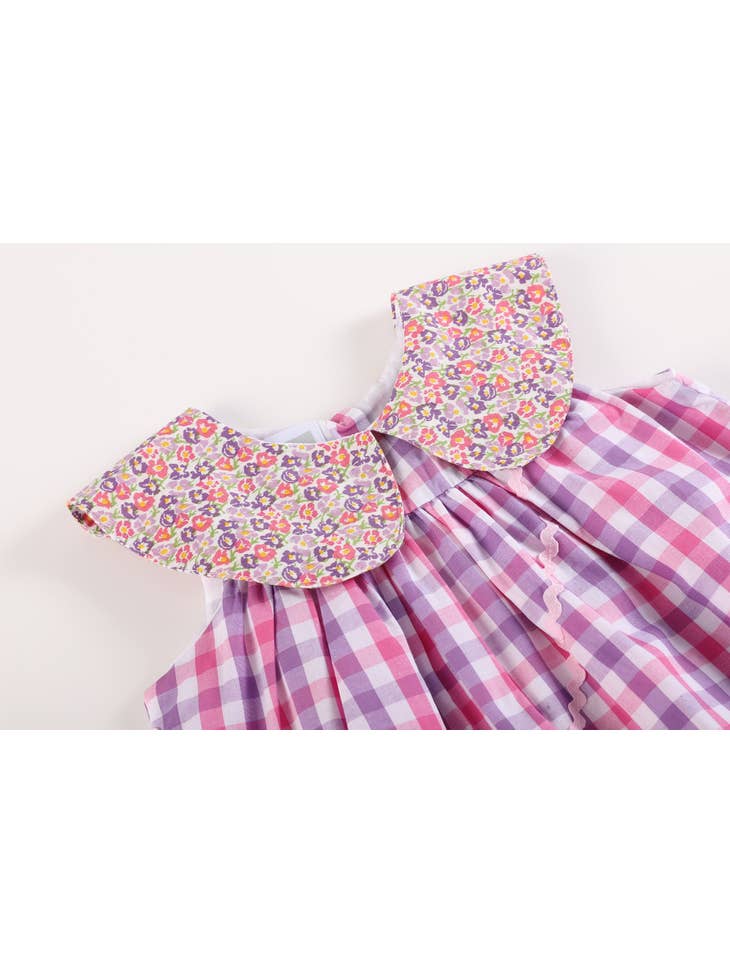 Purple and Pink Gingham Floral Purse Dress