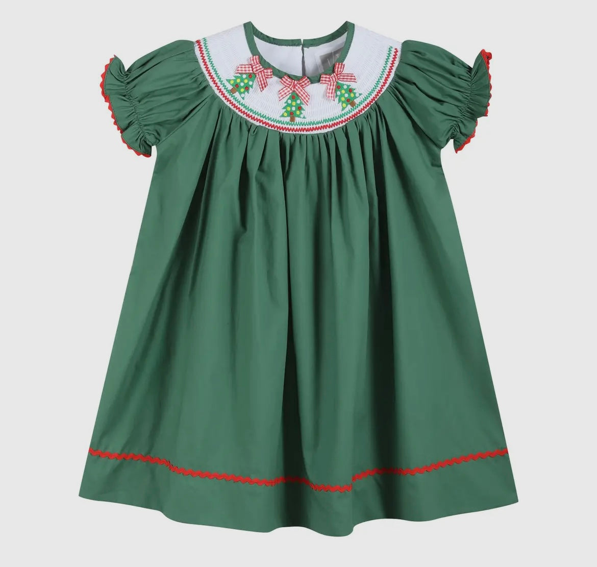 Green Christmas Tree Bishop Dress