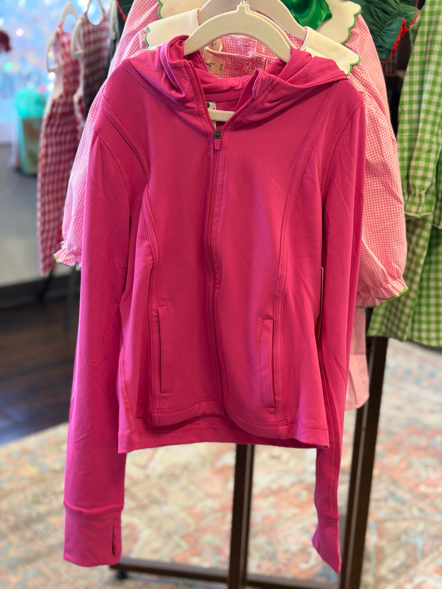 Girls Active Jacket with Hood- hot pink