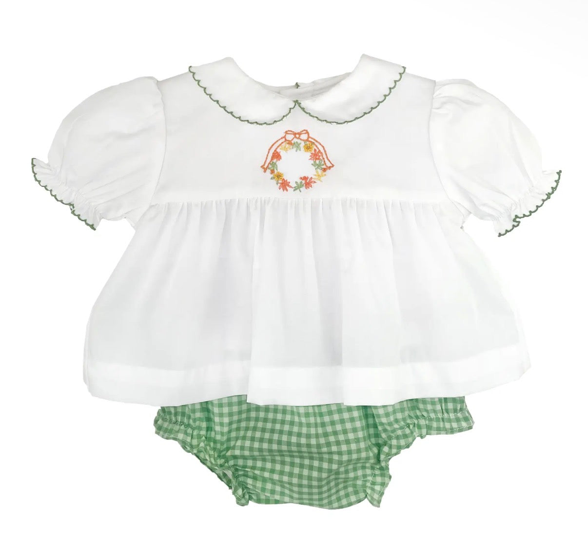 Fall Wreath Hand Embroidered Bloomer Set