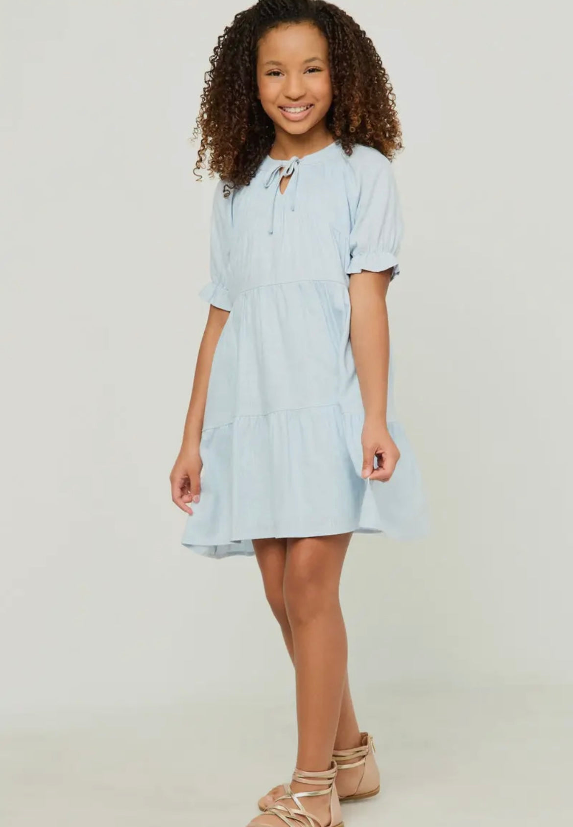 Light Blue V Neck Dress