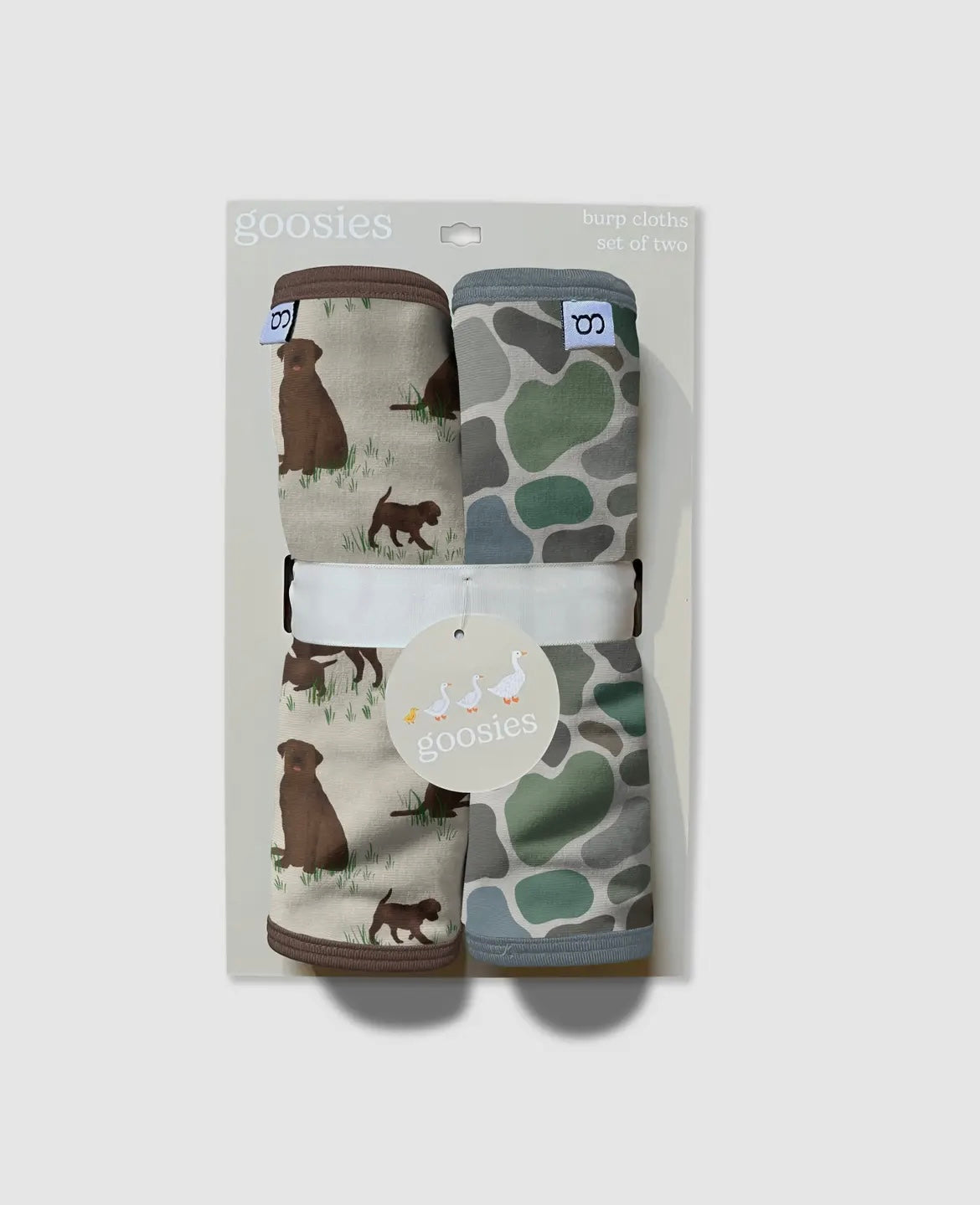 Chocolate Labs and Camo Burp Cloth Set