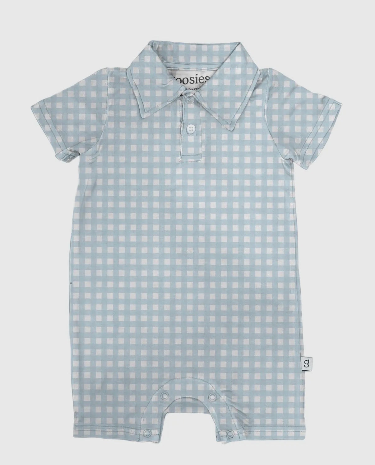 Blue Gingham Polo Romper
