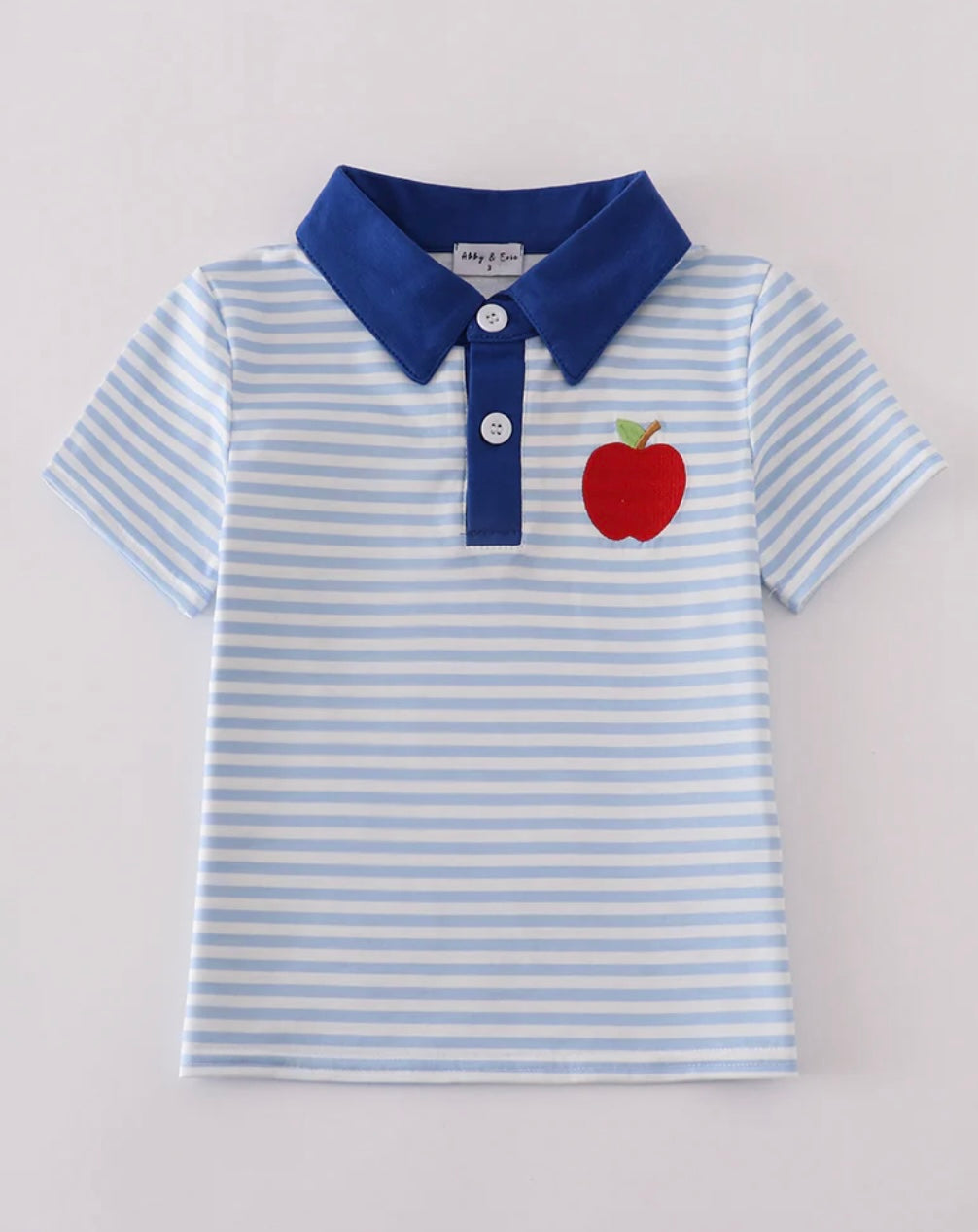 Blue Striped Apple Embroidered Polo