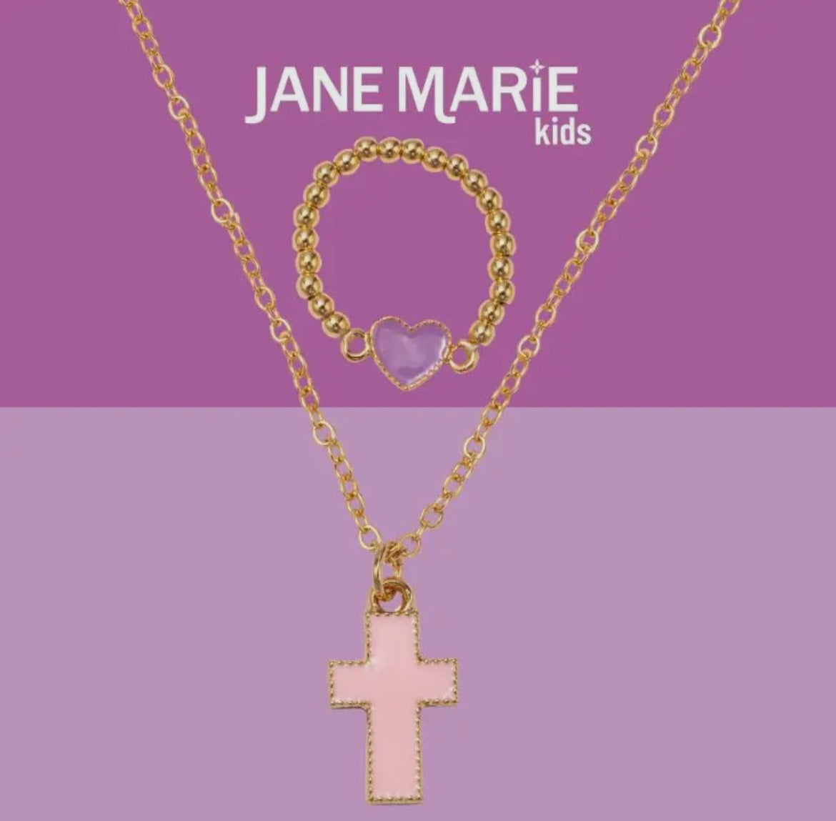 Girls Pink Cross Necklace