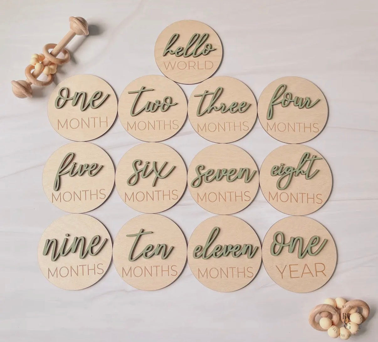 3D Monthly Milestone Discs- Sage