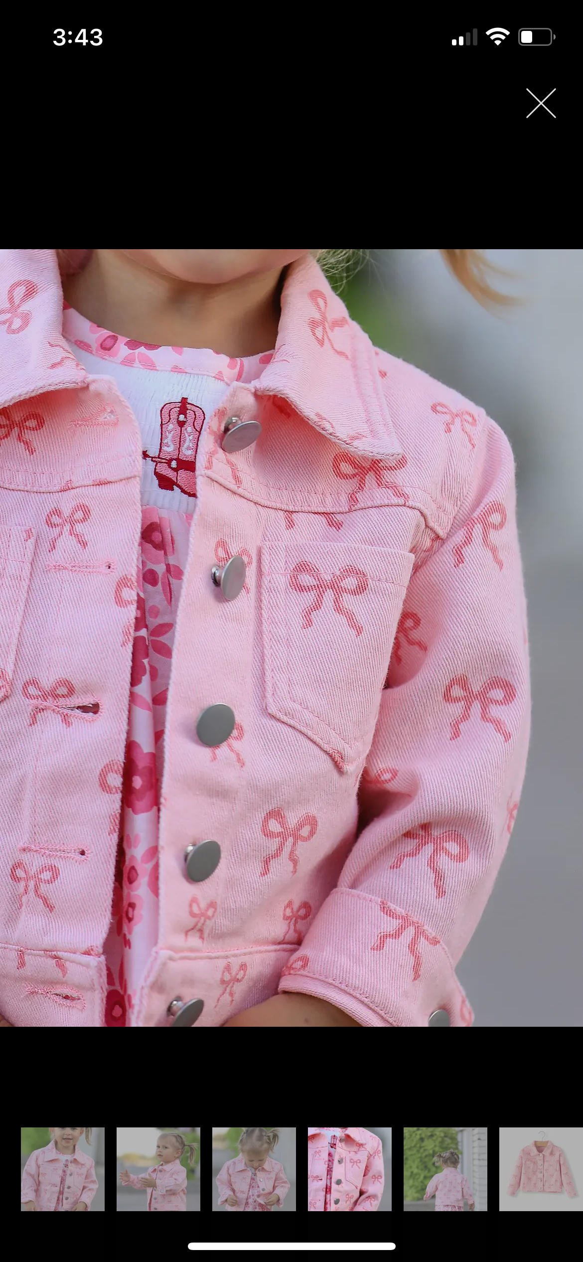 Pink Denim Bow Print Jacket