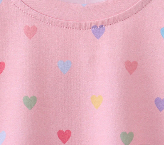 Pink Heart Print Top