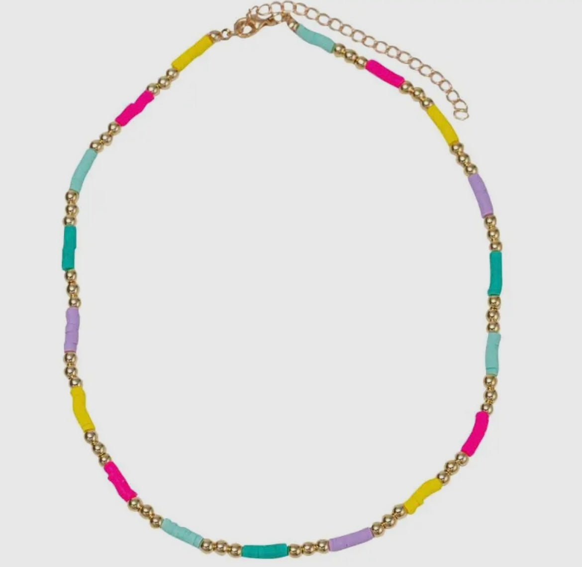 Kids Multi Rubber Color Block Disc Necklace