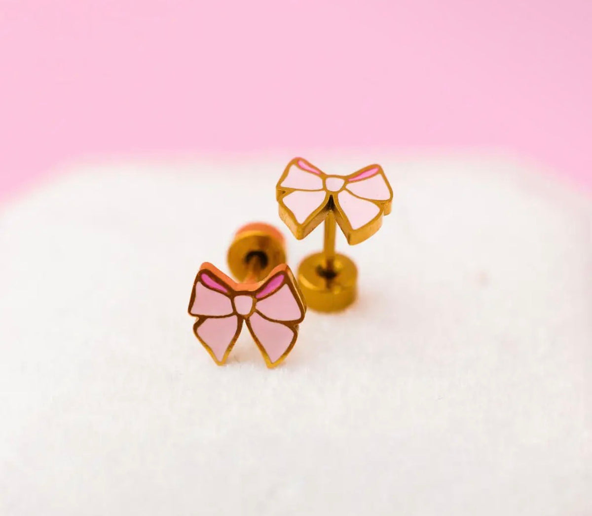 Pink Bow Stud Earrings