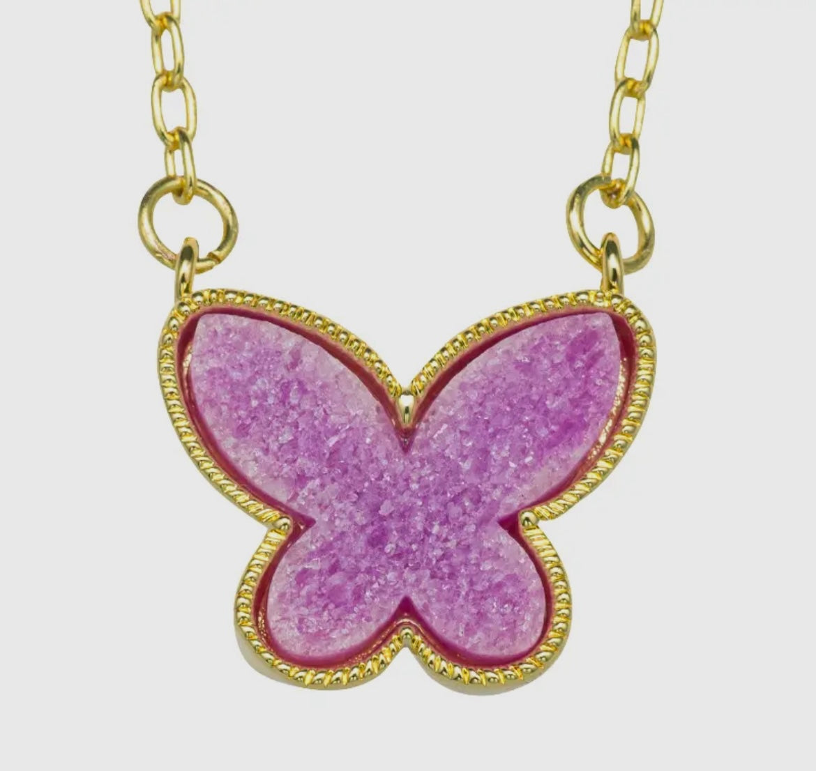 Kids 18k Gold Played butterfly Necklace