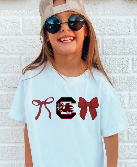 Gamecock Bow Tee- Youth