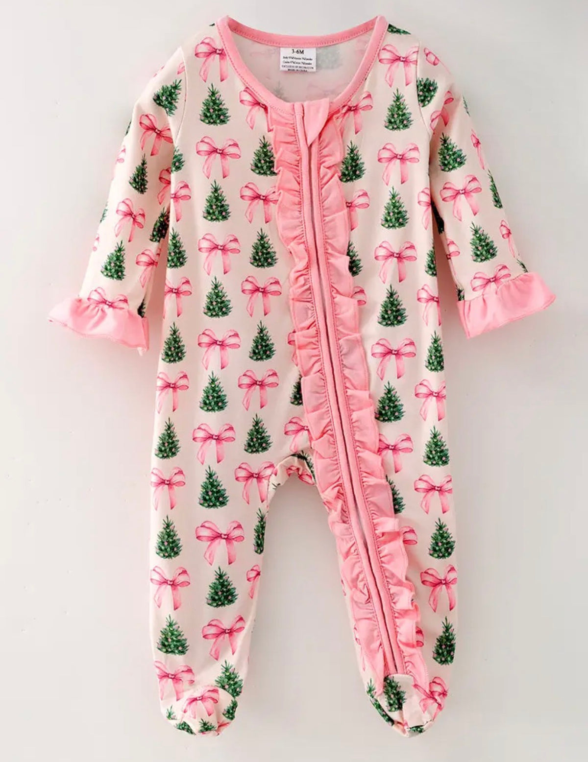 Christmas Trees and Bows Ruffle Romper
