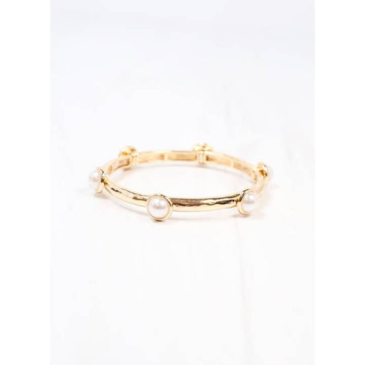 Mona Pearl Stretch Bracelet- Gold