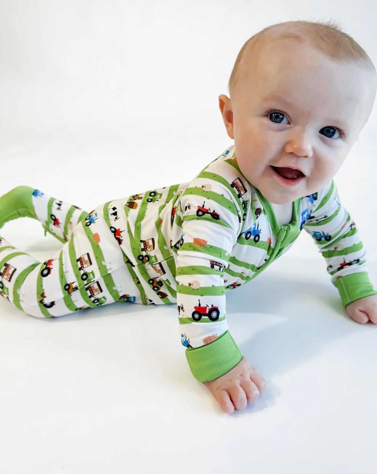 Farm Stripes Zip Romper