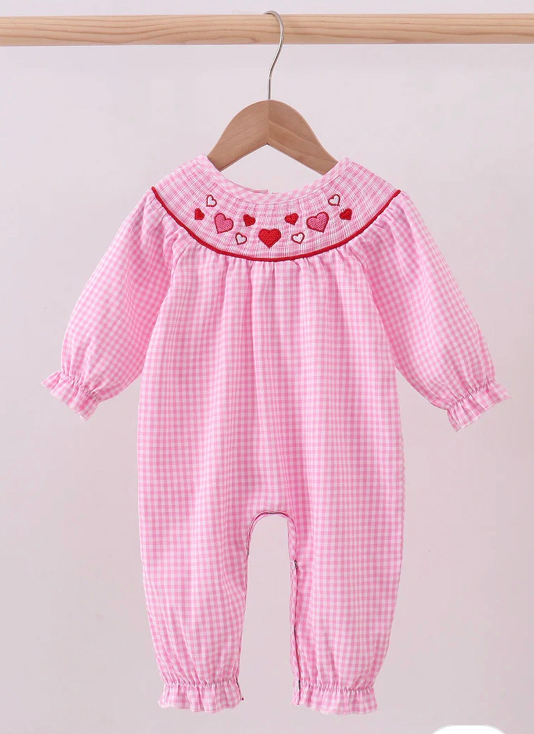 Pink Plaid Heart Romper