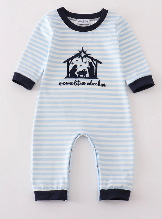 Navy Nativity Romper