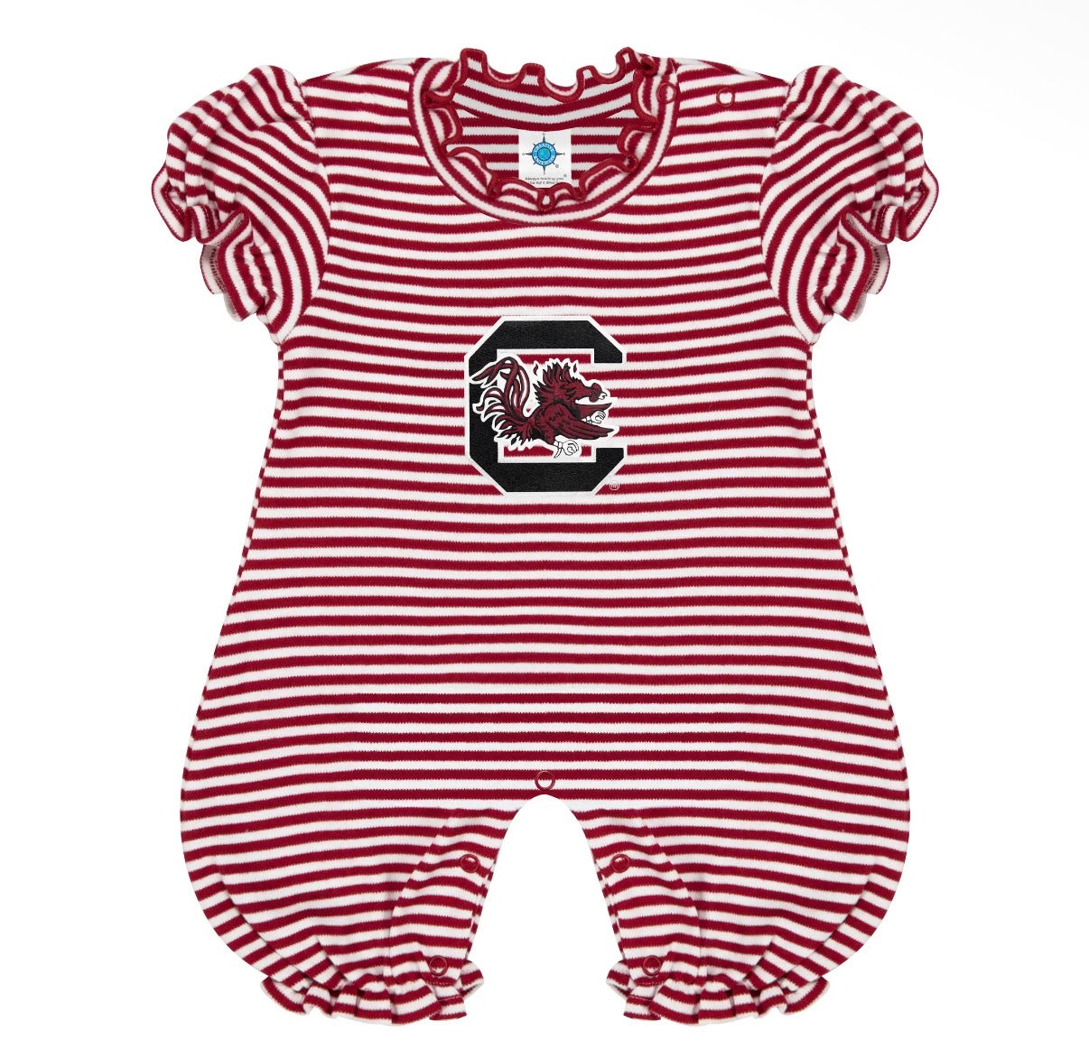Striped Gamecock Ruffle Romper