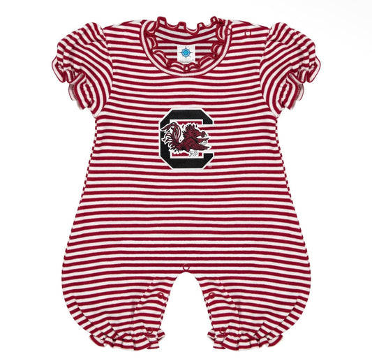 Striped Gamecock Ruffle Romper