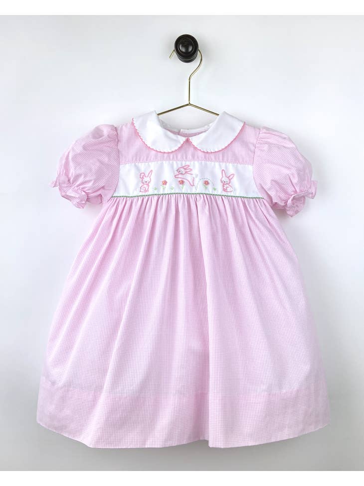 Pink Embroidered Bunny Dress