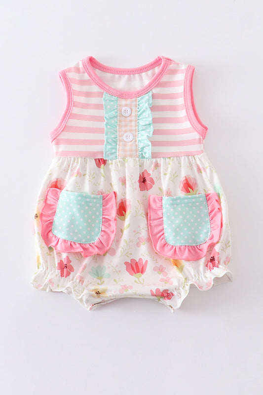 Pink Floral Stripe Print Bubble