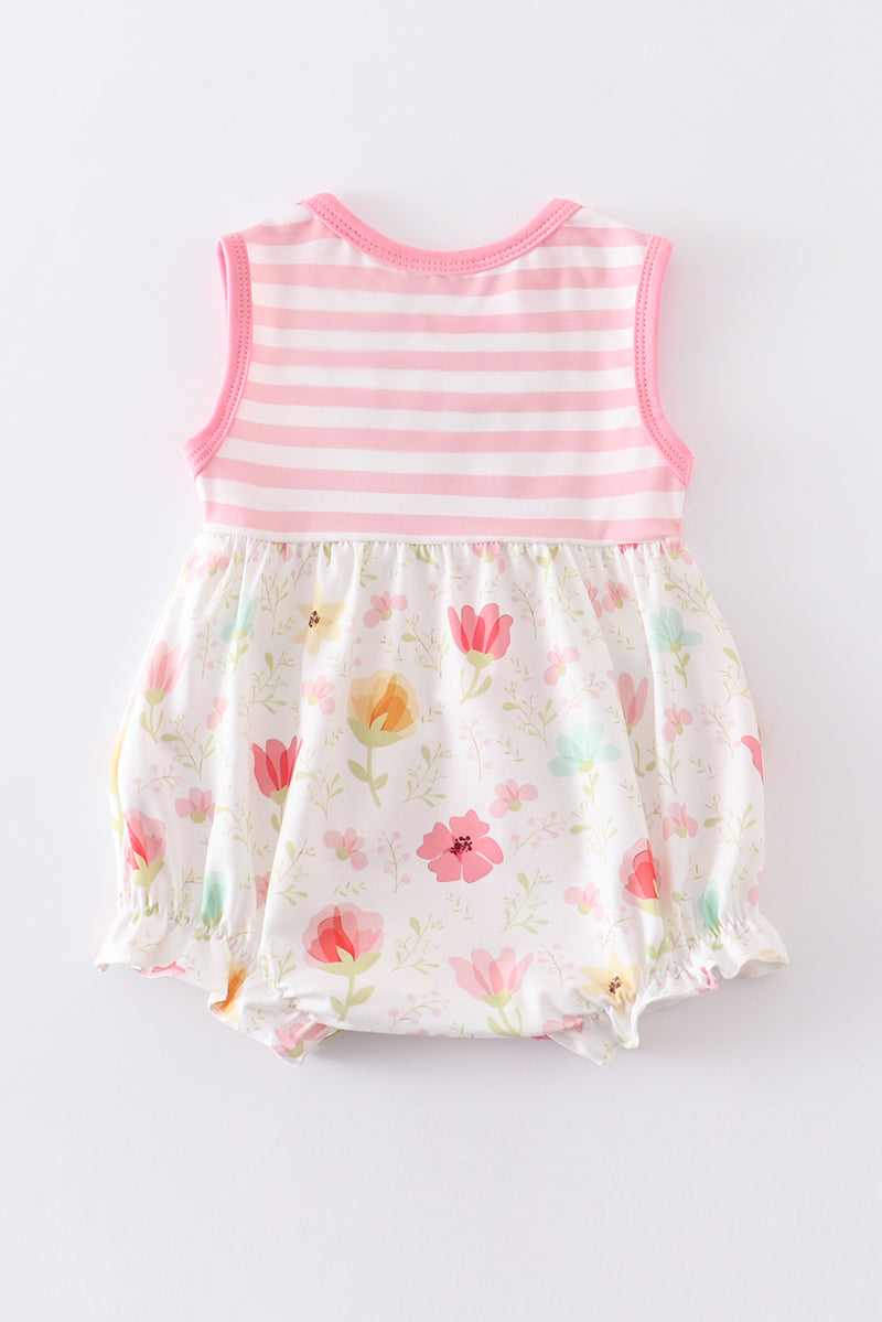 Pink Floral Stripe Print Bubble