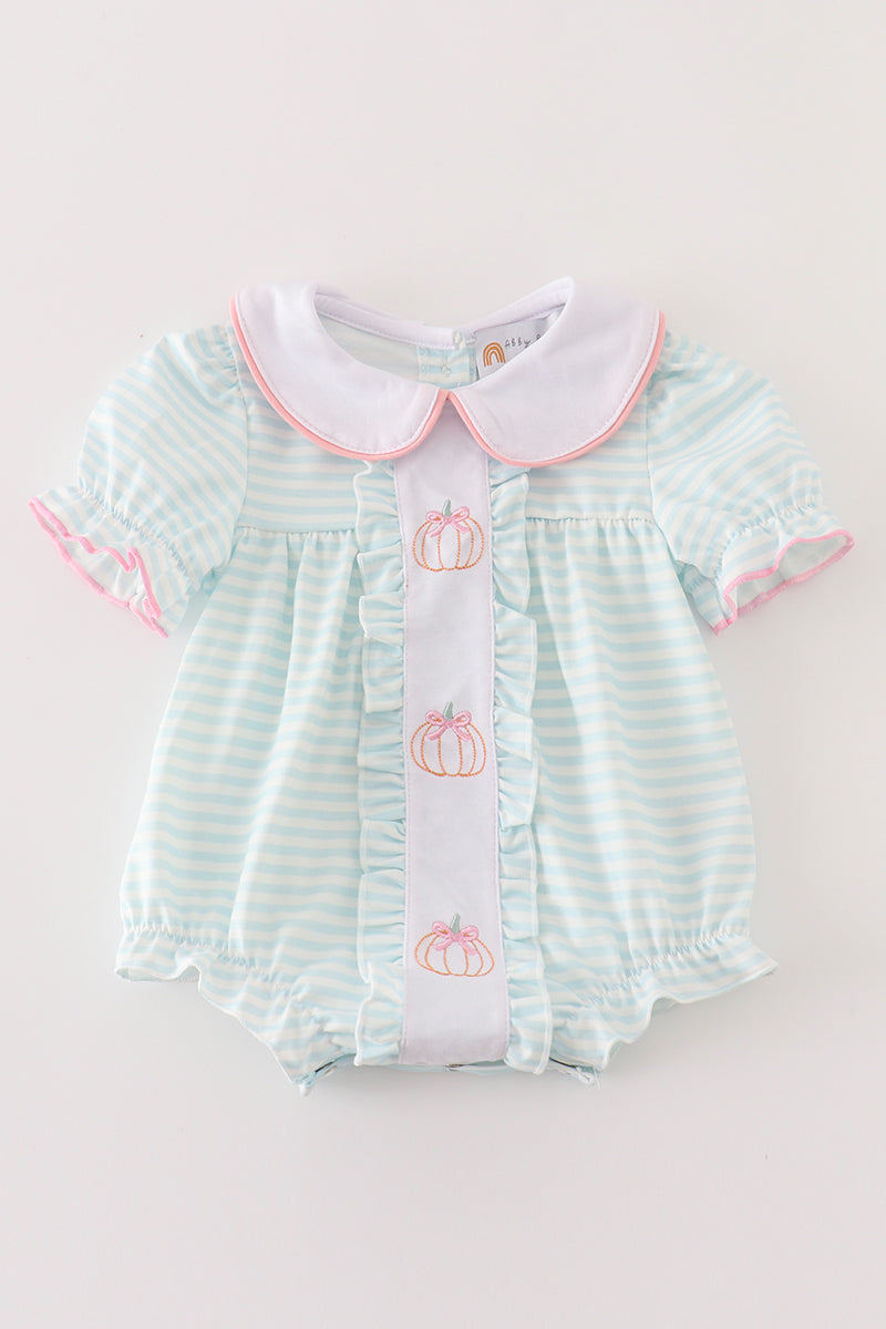 Striped Pumpkin Embroidered Bubble