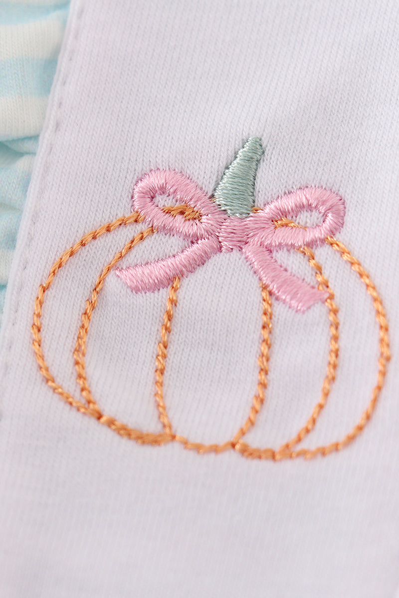 Striped Pumpkin Embroidered Bubble