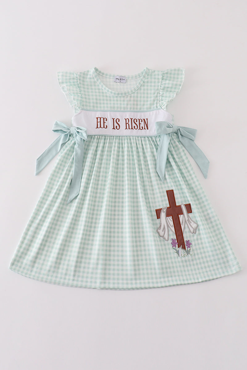 Easter he is risen embroidery girl dress