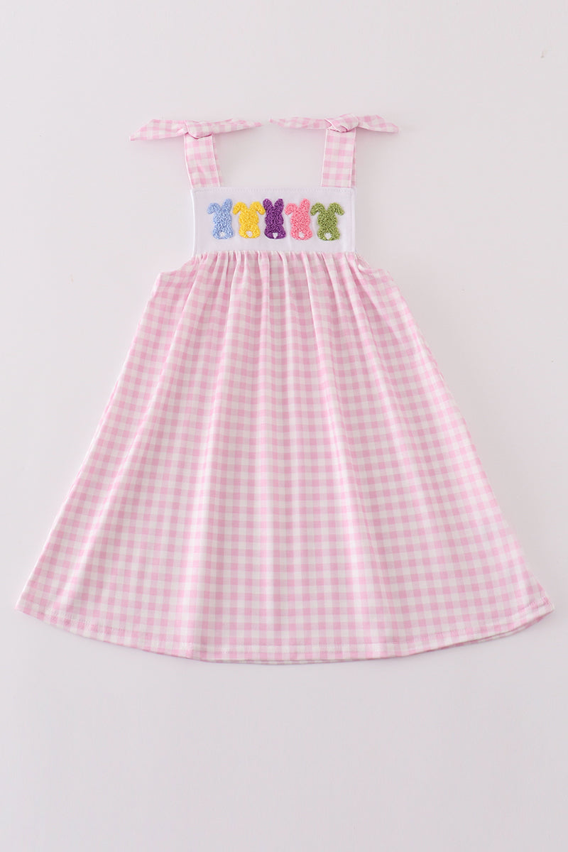 Pink bunny french knot girl dress