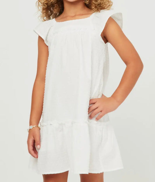 Off White Swiss Dot Ruffle Dress