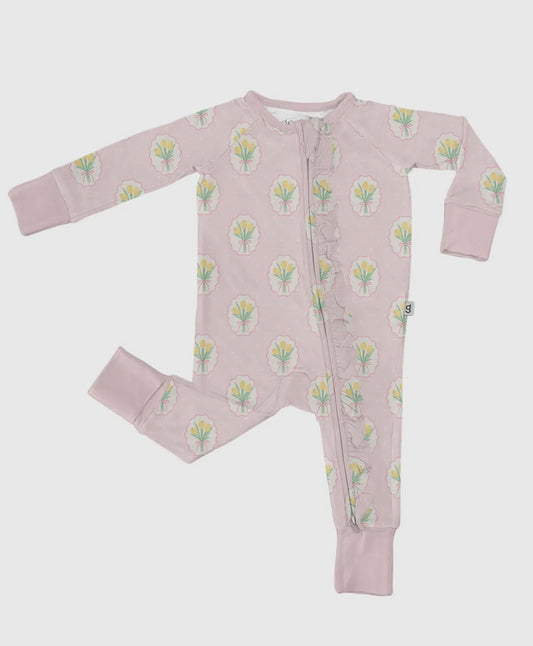 Fancy Tulips Zip Romper