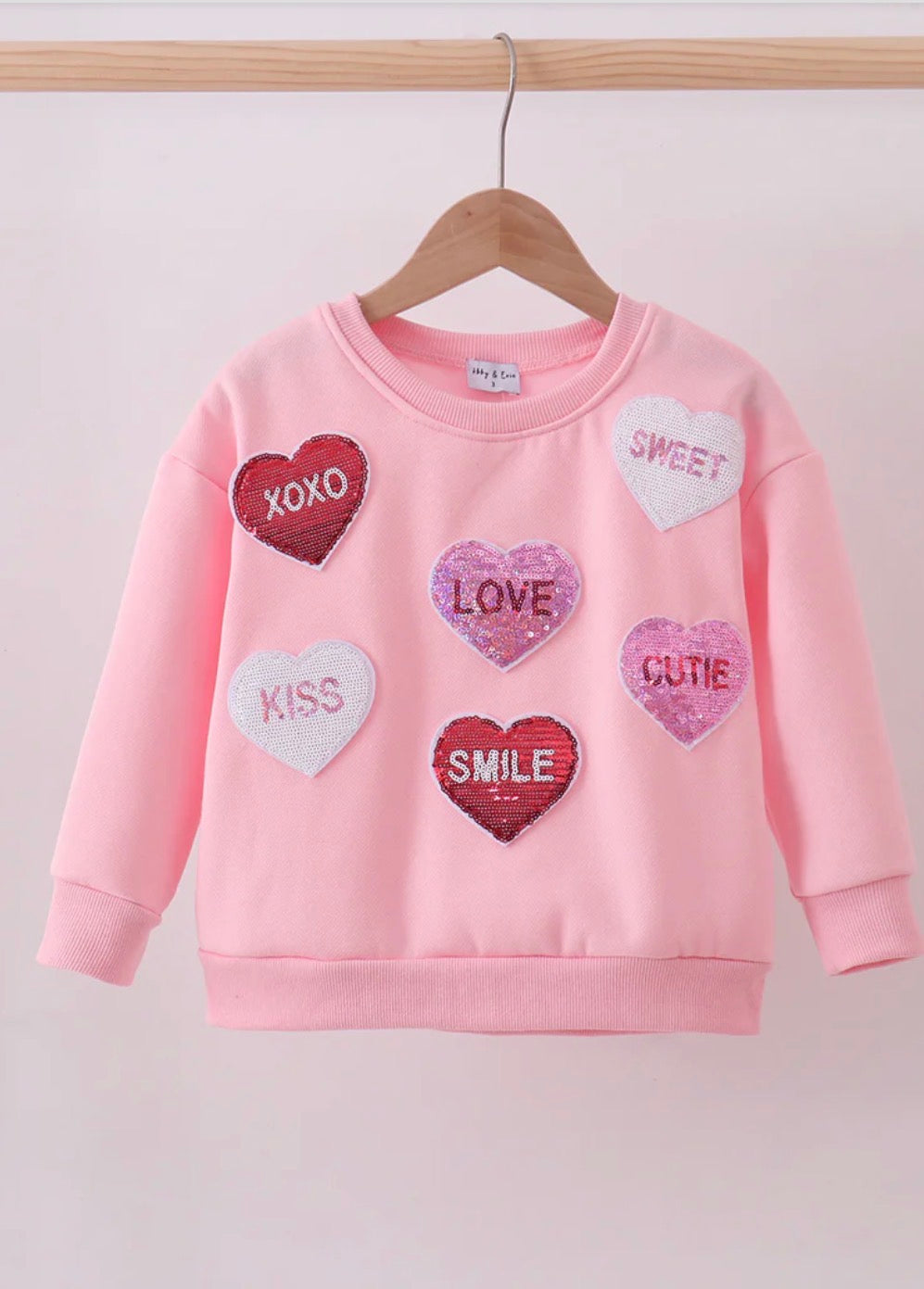 Pink Sequin Hearts Sweatshirt