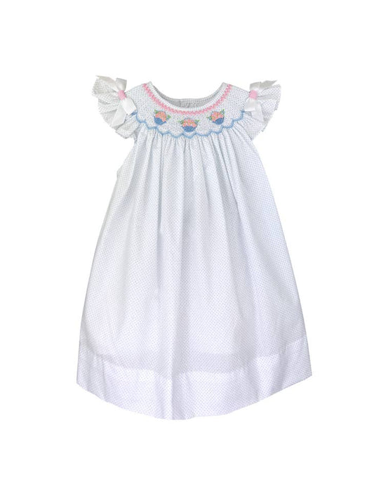 Smocked Flower Basket Angel Wing Dress (bloomers included)