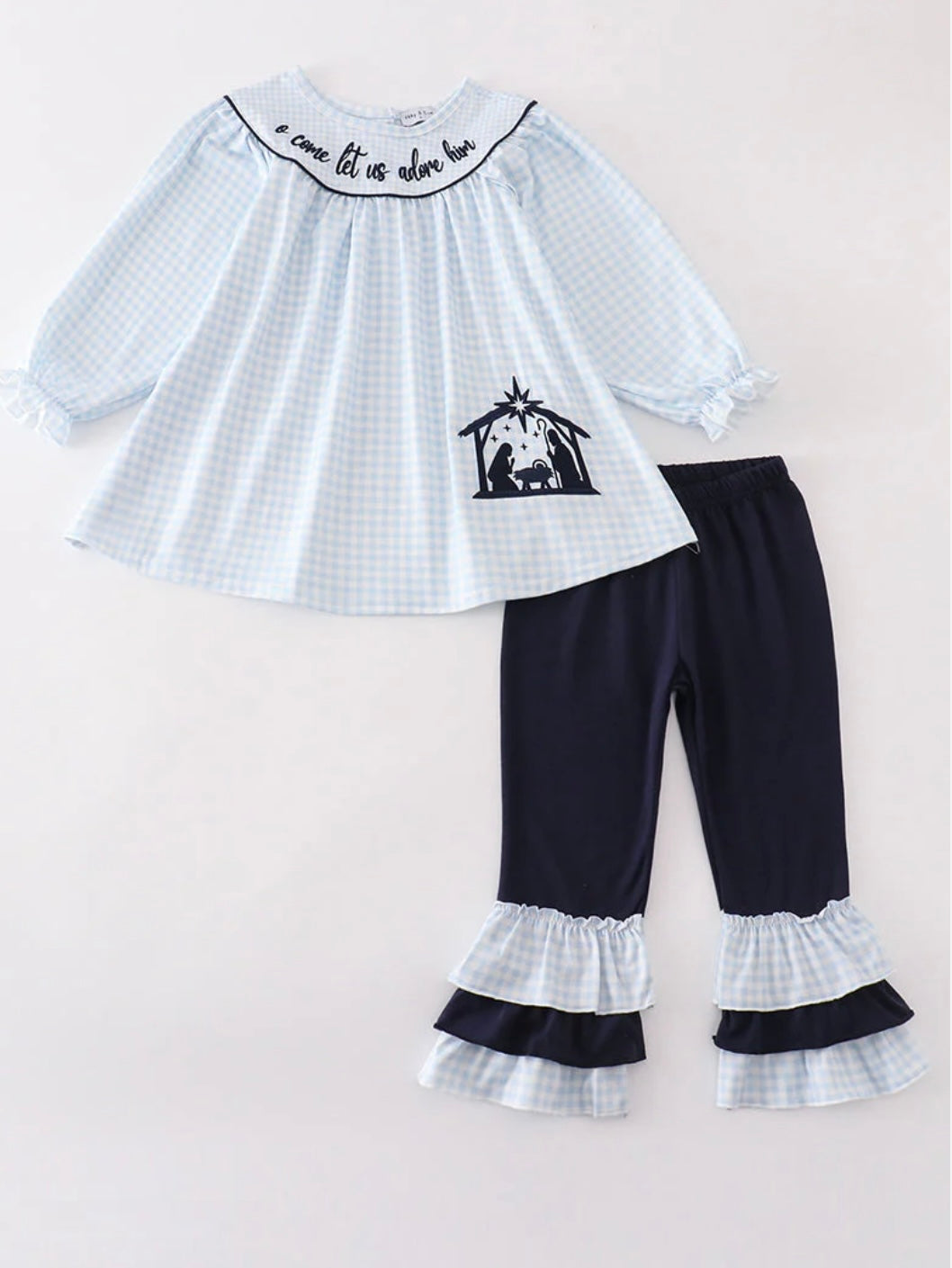 Navy Nativity Ruffle Set