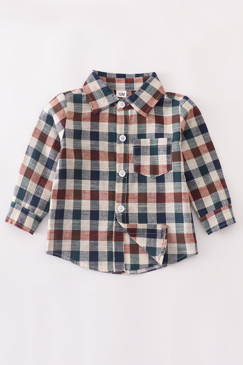 Navy Plaid Button Down