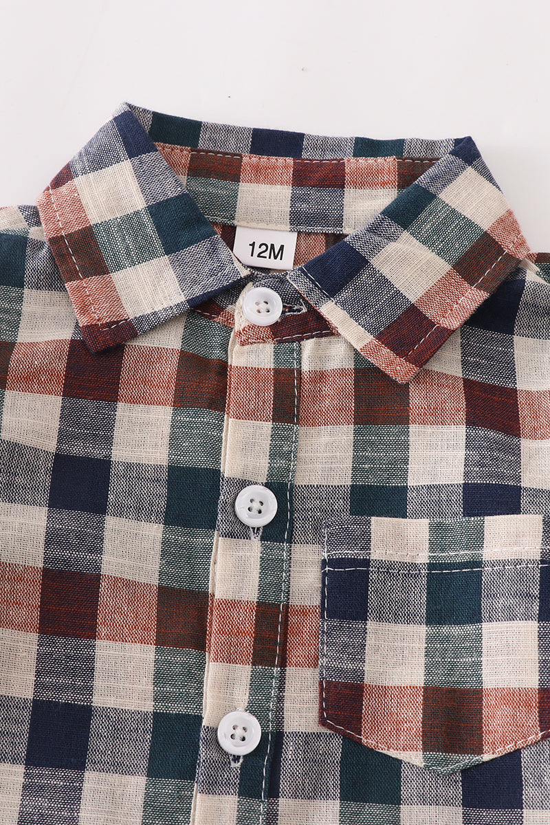 Navy Plaid Button Down