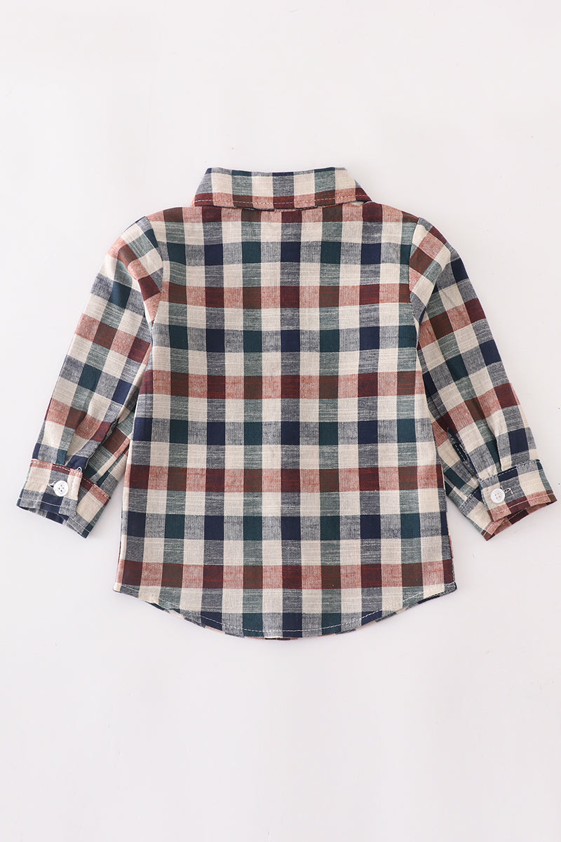 Navy Plaid Button Down