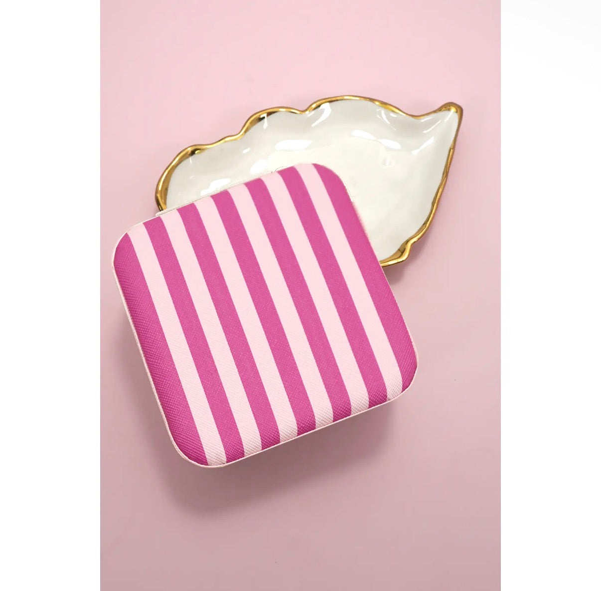 Pink Striped Jewelry Case
