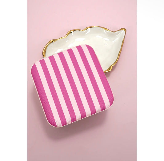 Pink Striped Jewelry Case