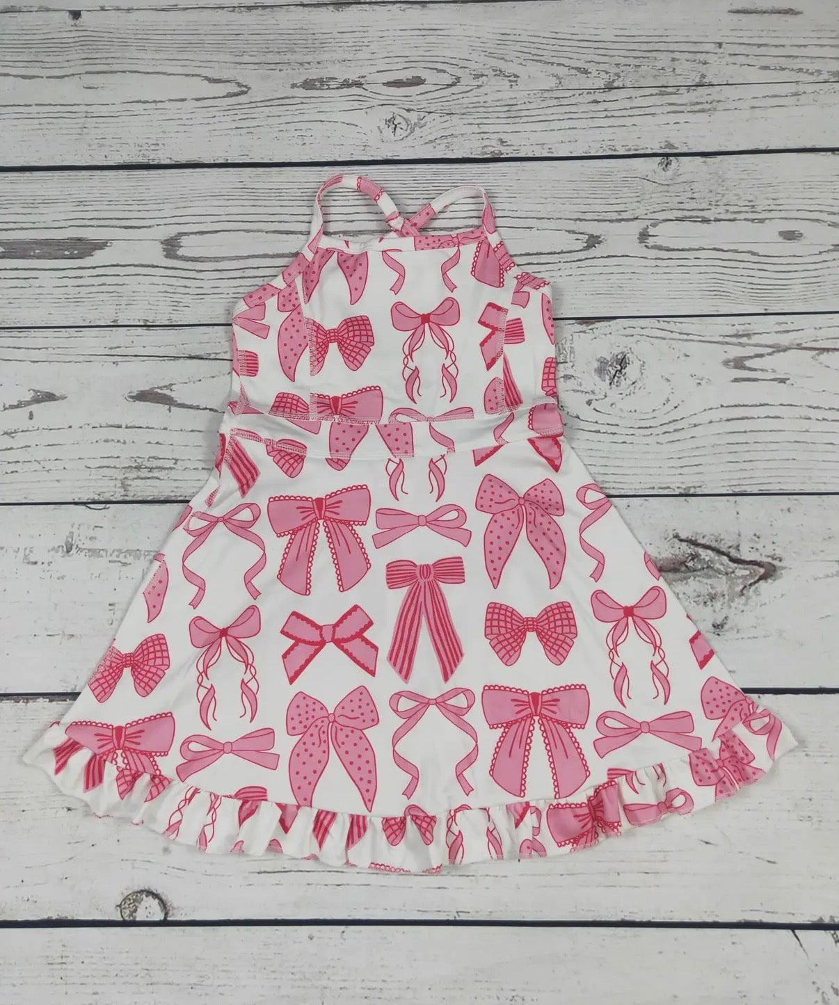 Bow Print Athletic Dress w/ Built in Shorts