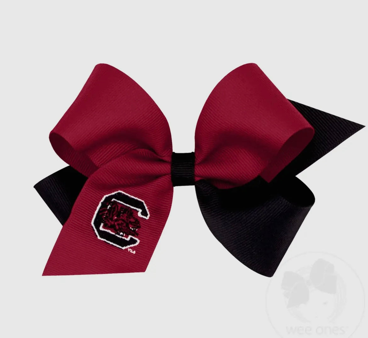 Two Tone Embroidered Gamecock Bow