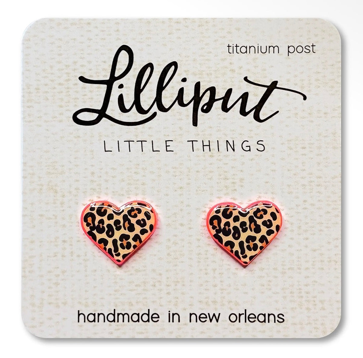 Leopard Print Heart Earrings