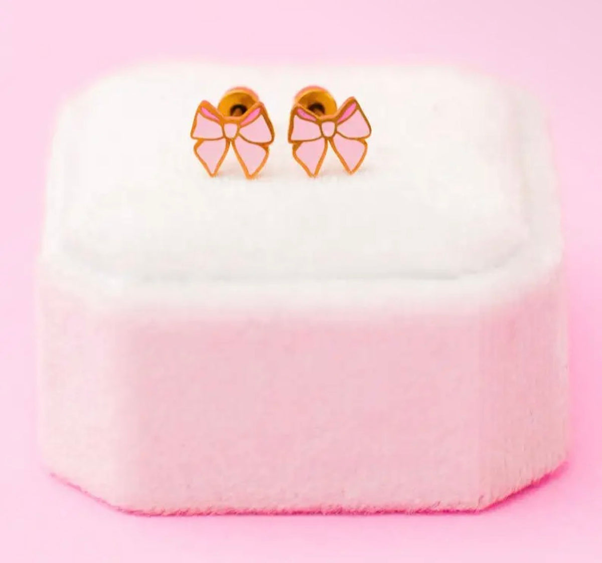 Pink Bow Stud Earrings