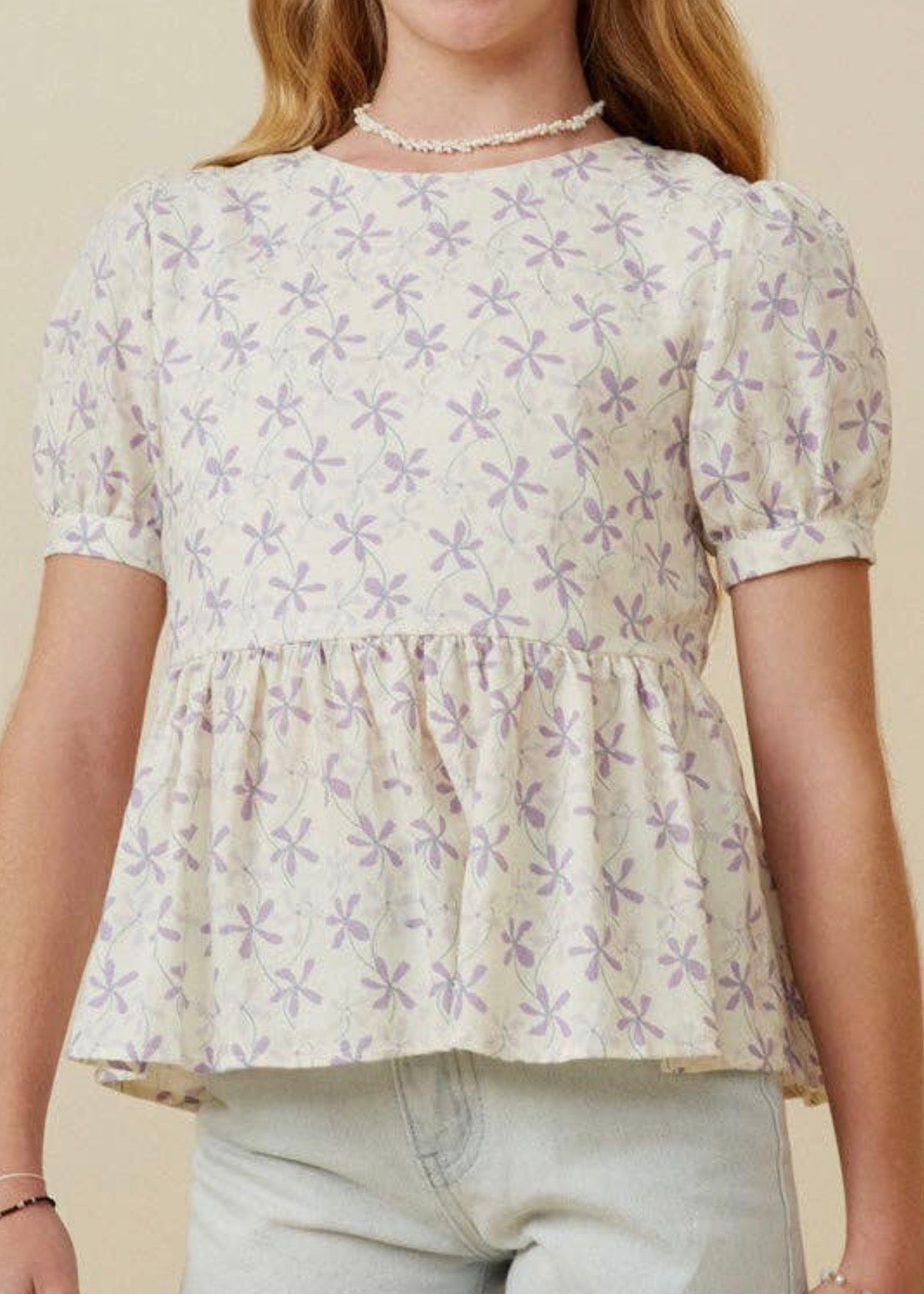 Floral Print Puff Sleeve Top
